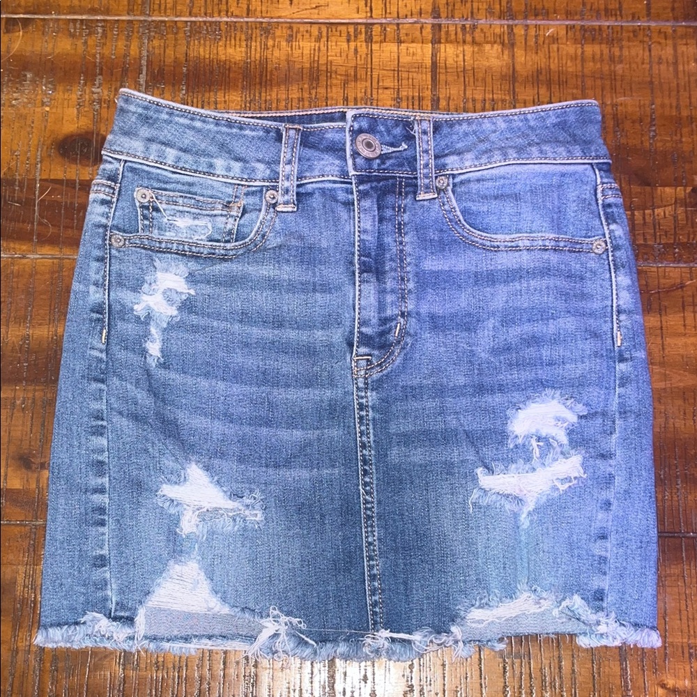 American Eagle — Blue Distressed Pencil Skirt
